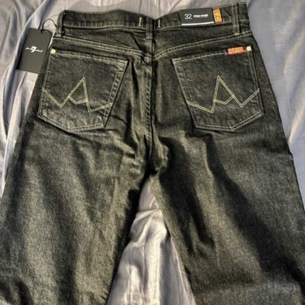 7 For All Mankind Vintage Straight Jeans Black Size 32